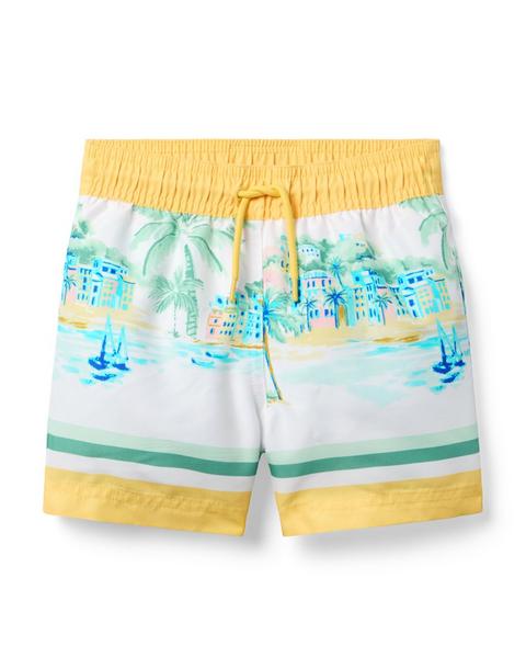 Recycled Vacation Border Swim Trunk