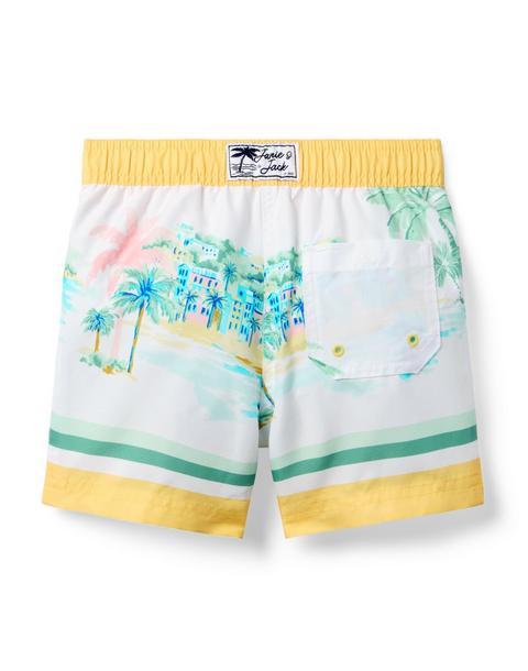 Recycled Vacation Border Swim Trunk