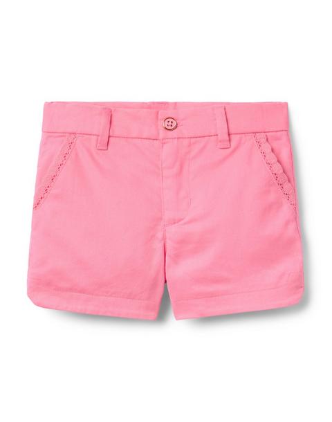 Crochet Trim Canvas Short