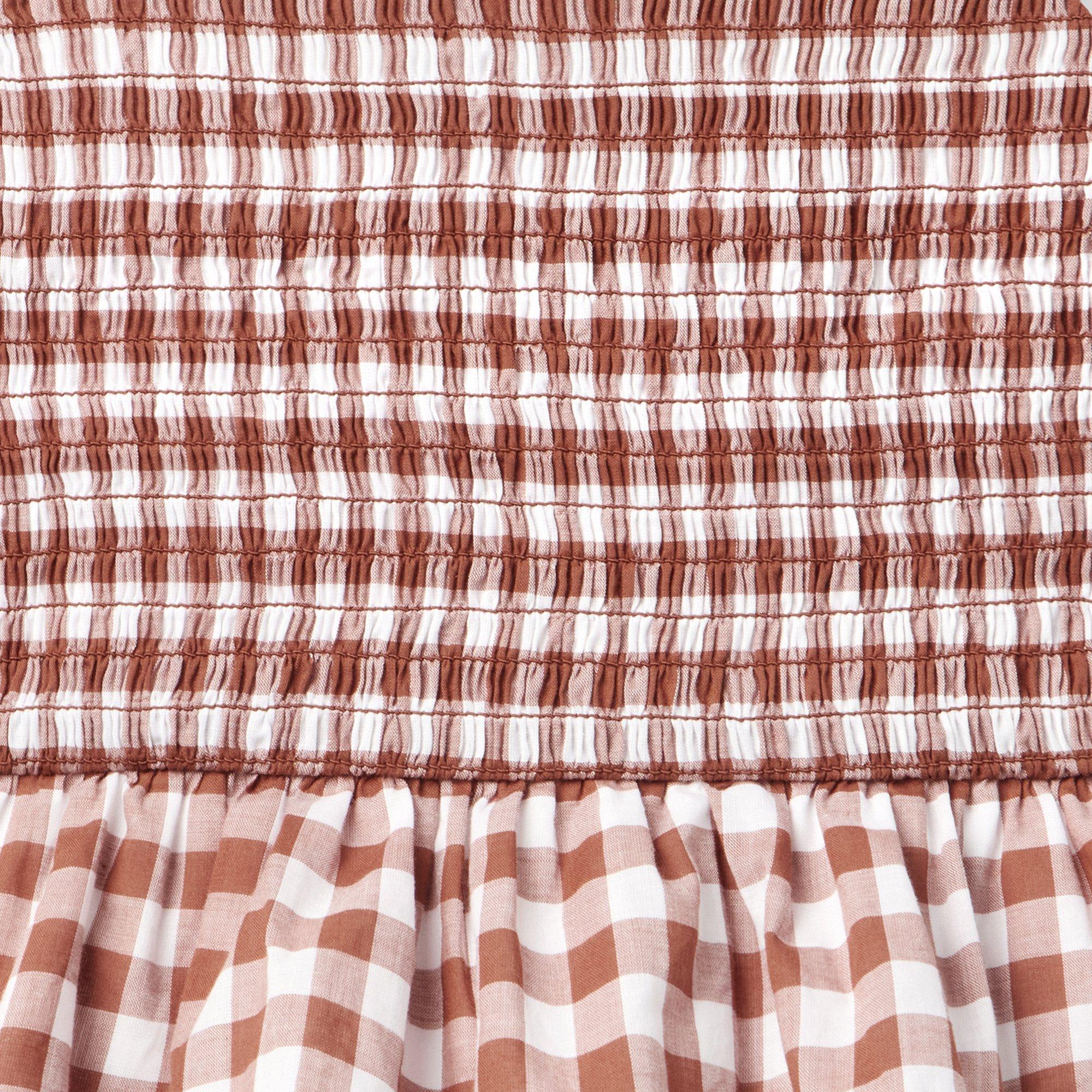 Smocked Gingham Peplum Top image number 2