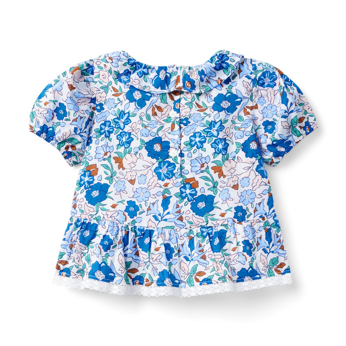 Топ Janie and Jack Floral Ruffle Peplum для девочек, цвет: Синий с принтом — фото 2