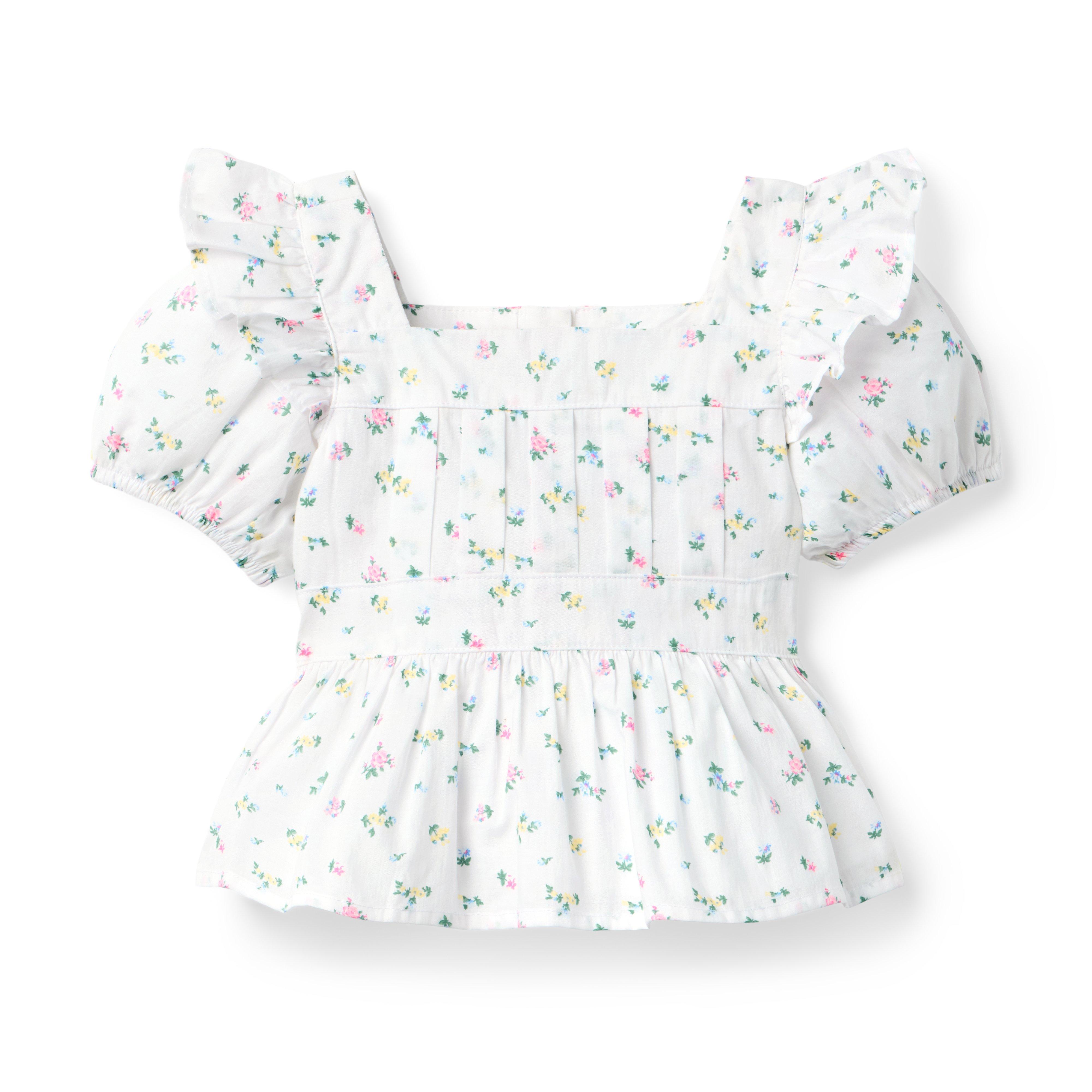 Floral Puff Sleeve Peplum Top