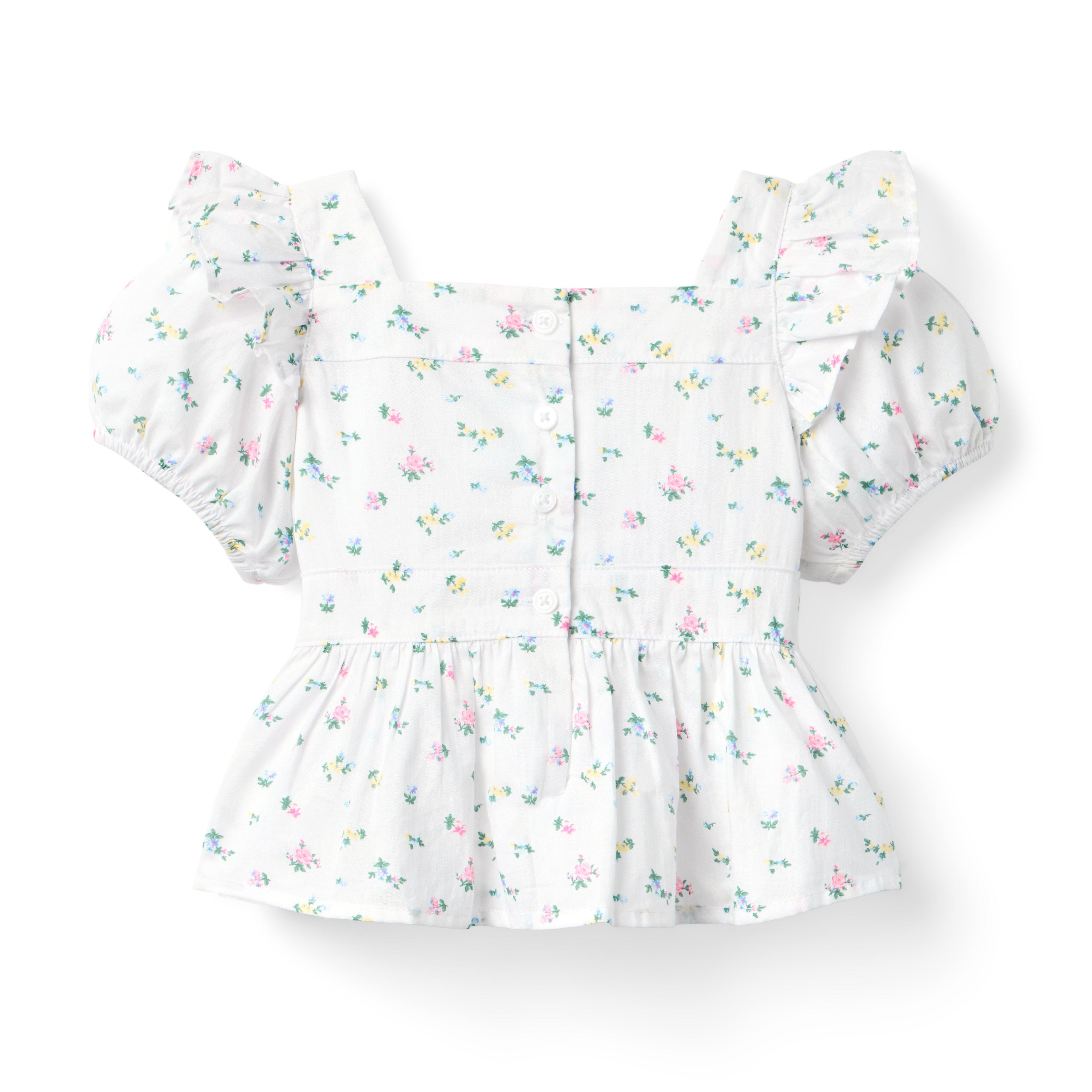 Floral Puff Sleeve Peplum Top image number 2