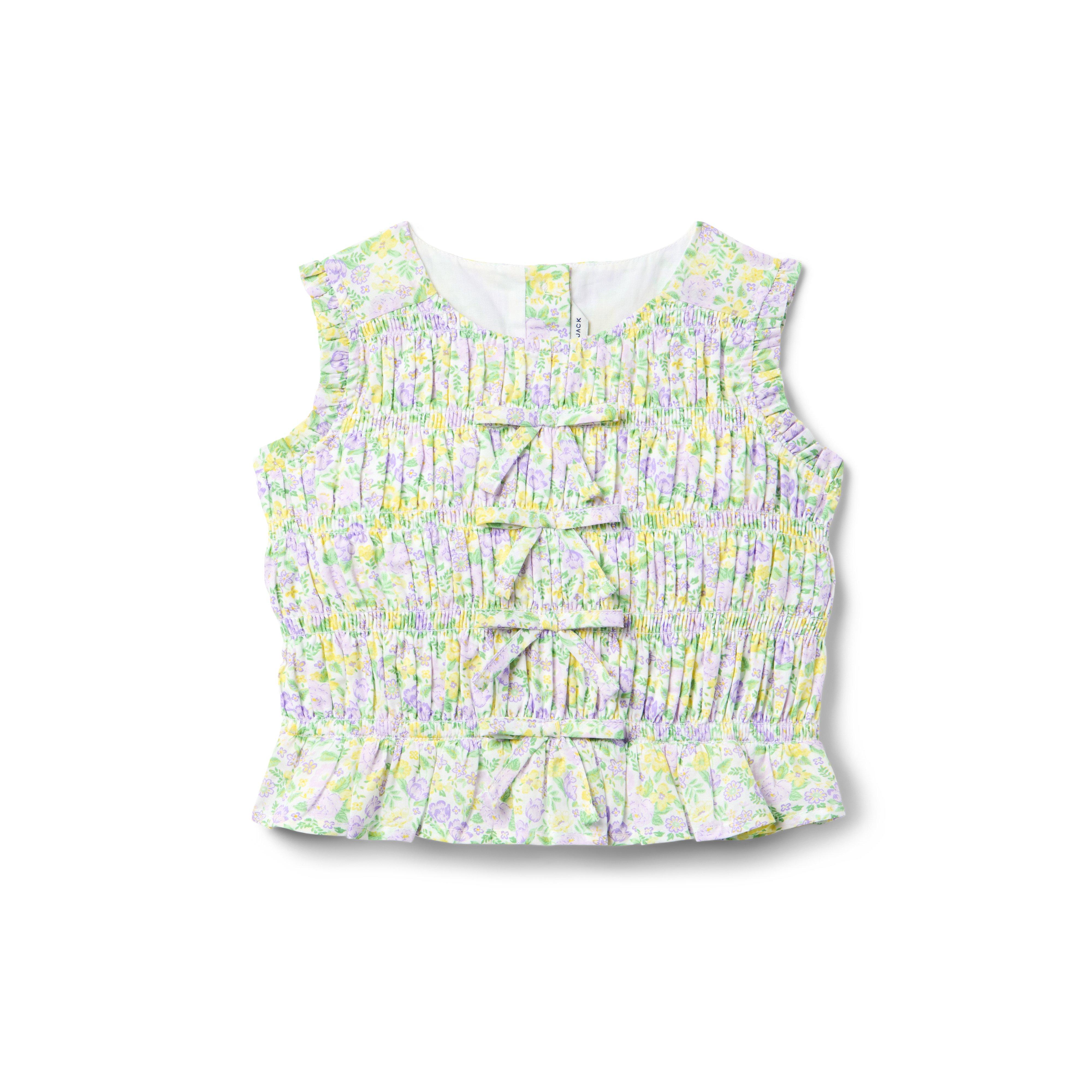 Smocked Floral Bow Top image number 1