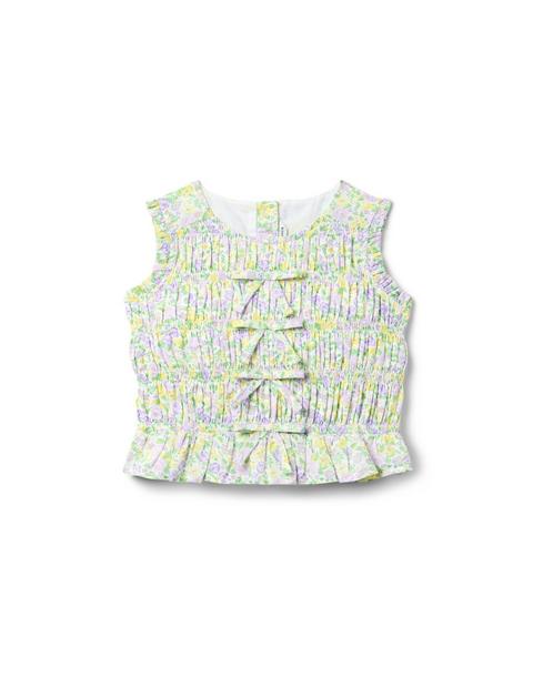 Smocked Floral Bow Top