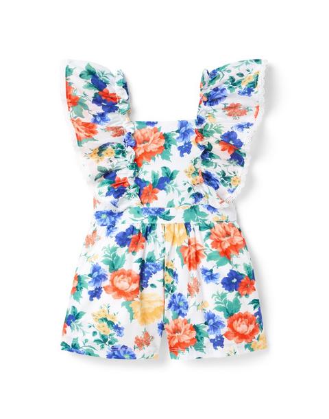 Floral Crochet Trim Romper