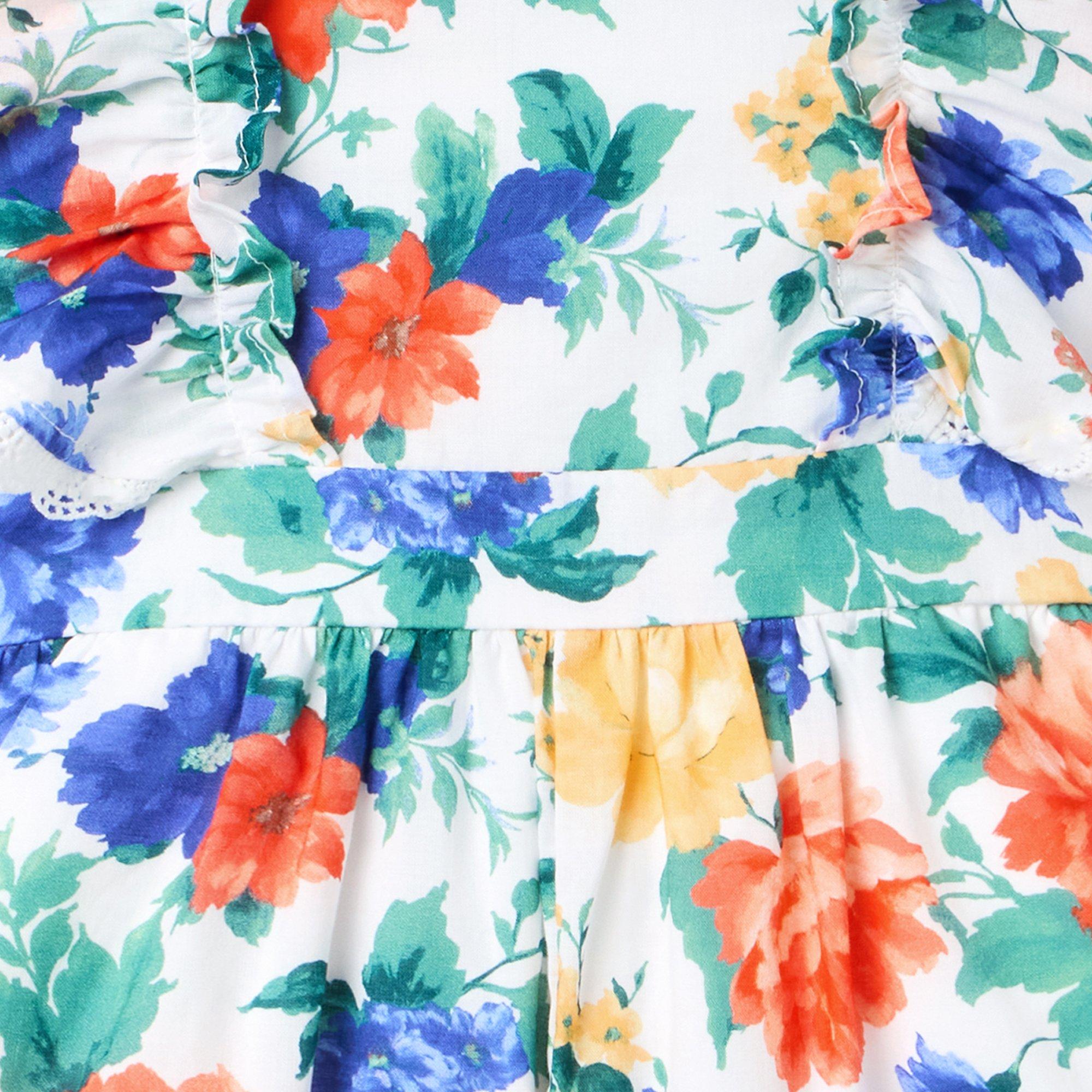 Floral Crochet Trim Romper image number 1