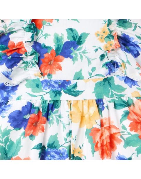 Floral Crochet Trim Romper