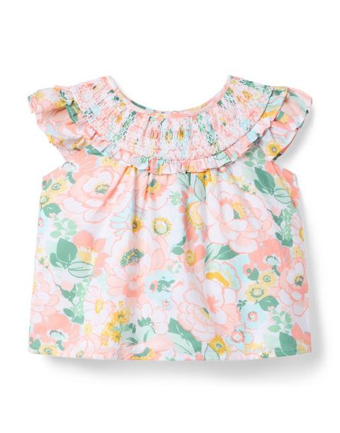 Floral Smocked Ruffle Top