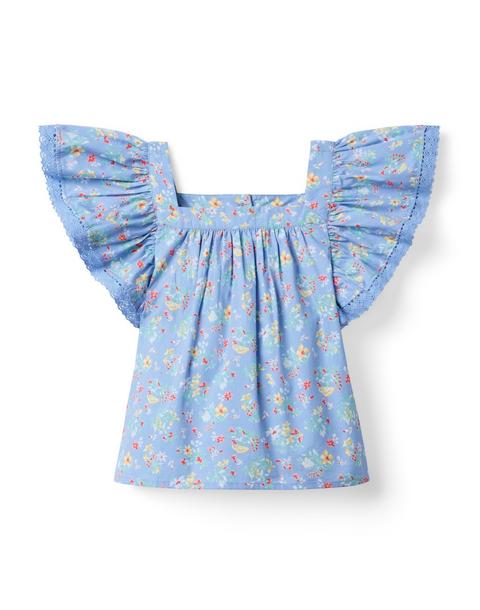 Floral Flutter Sleeve Top