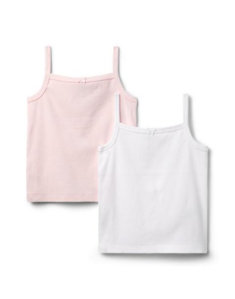 Ribbed Bow Camisole 2-Pack - White And Light Pink