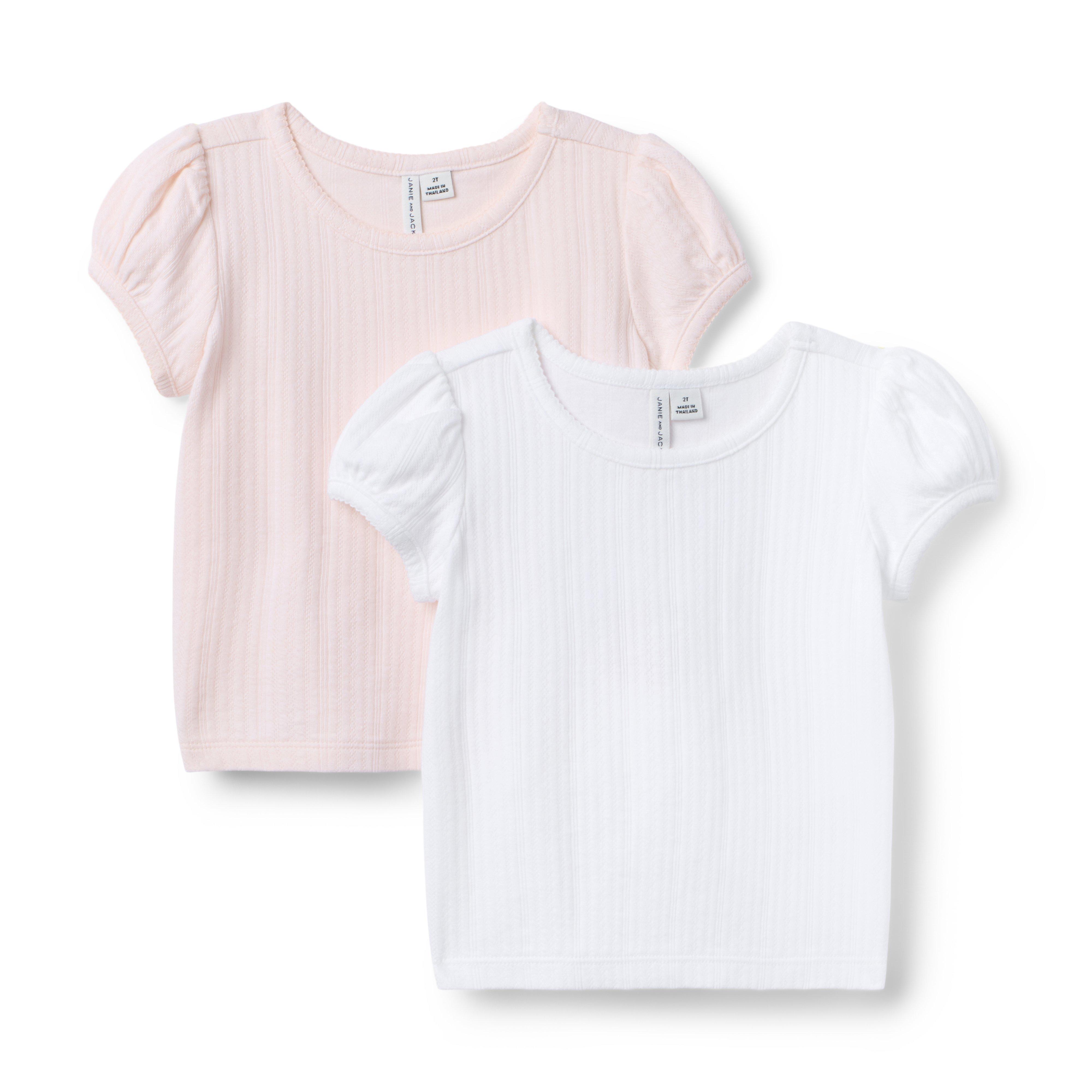 Pointelle Puff Sleeve Tee 2-Pack