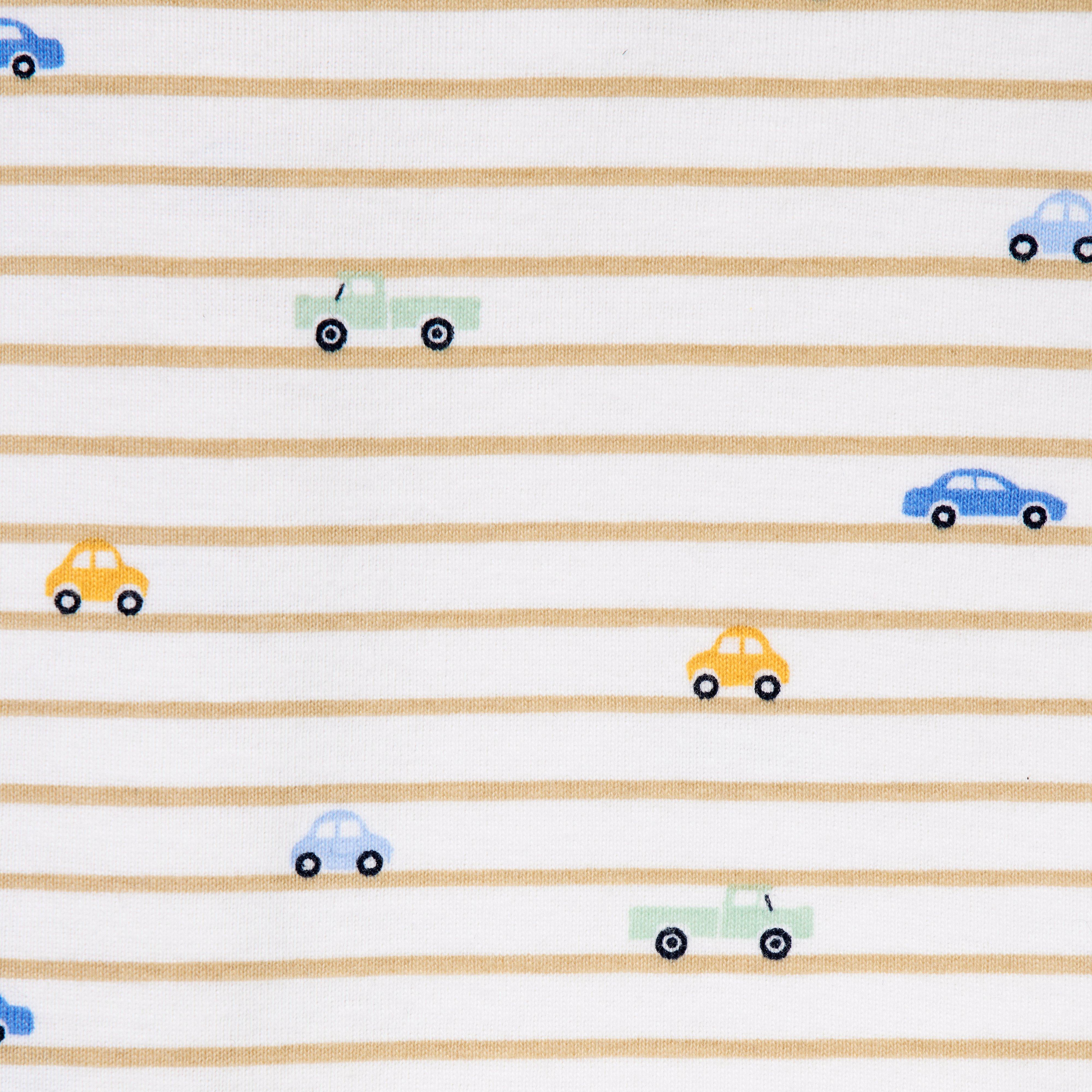 Baby Organic Cotton Striped Car Footed Pajama image number 1