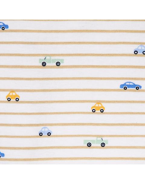 Baby Organic Cotton Striped Car Footed Pajama