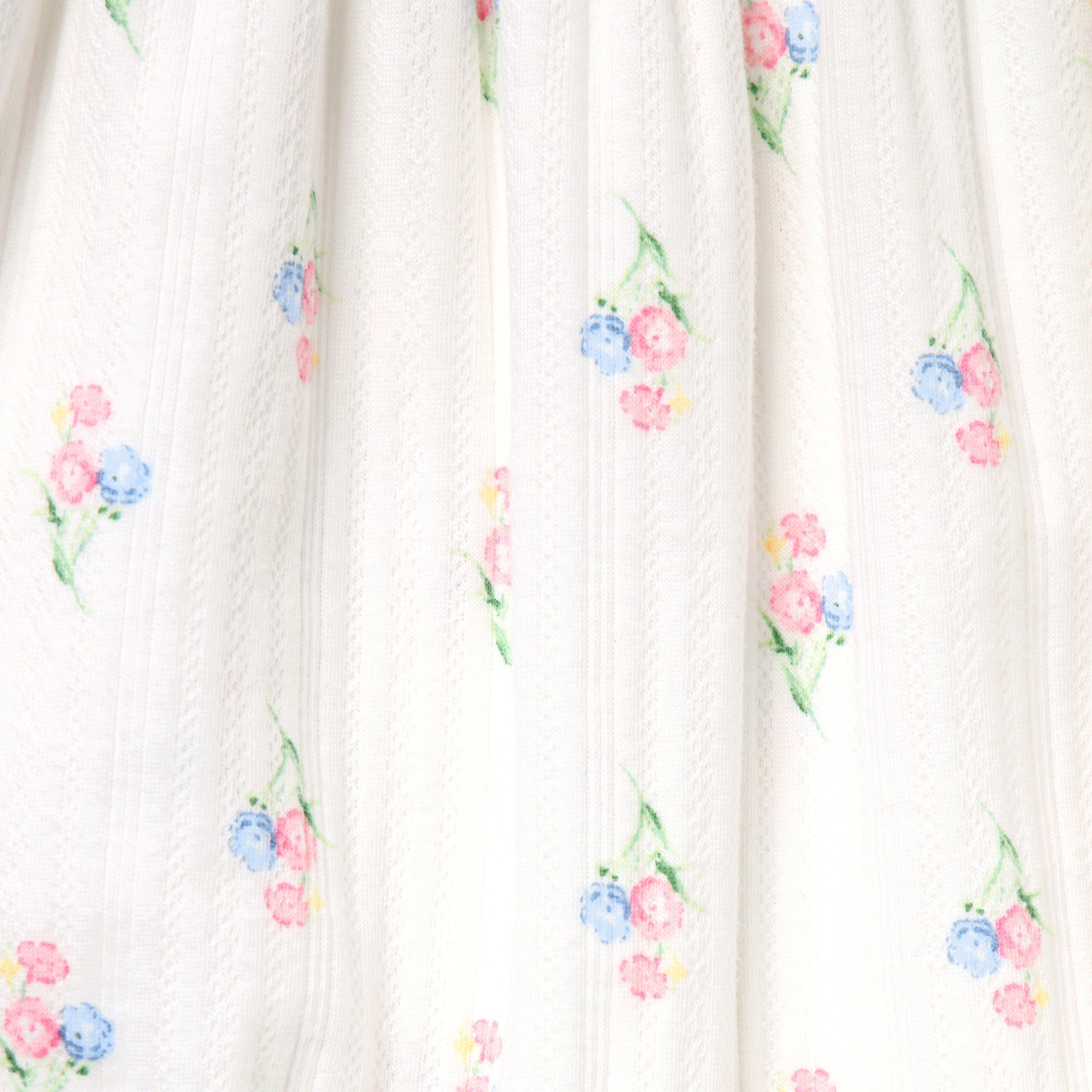 Baby Floral Pointelle Bow Romper image number 1