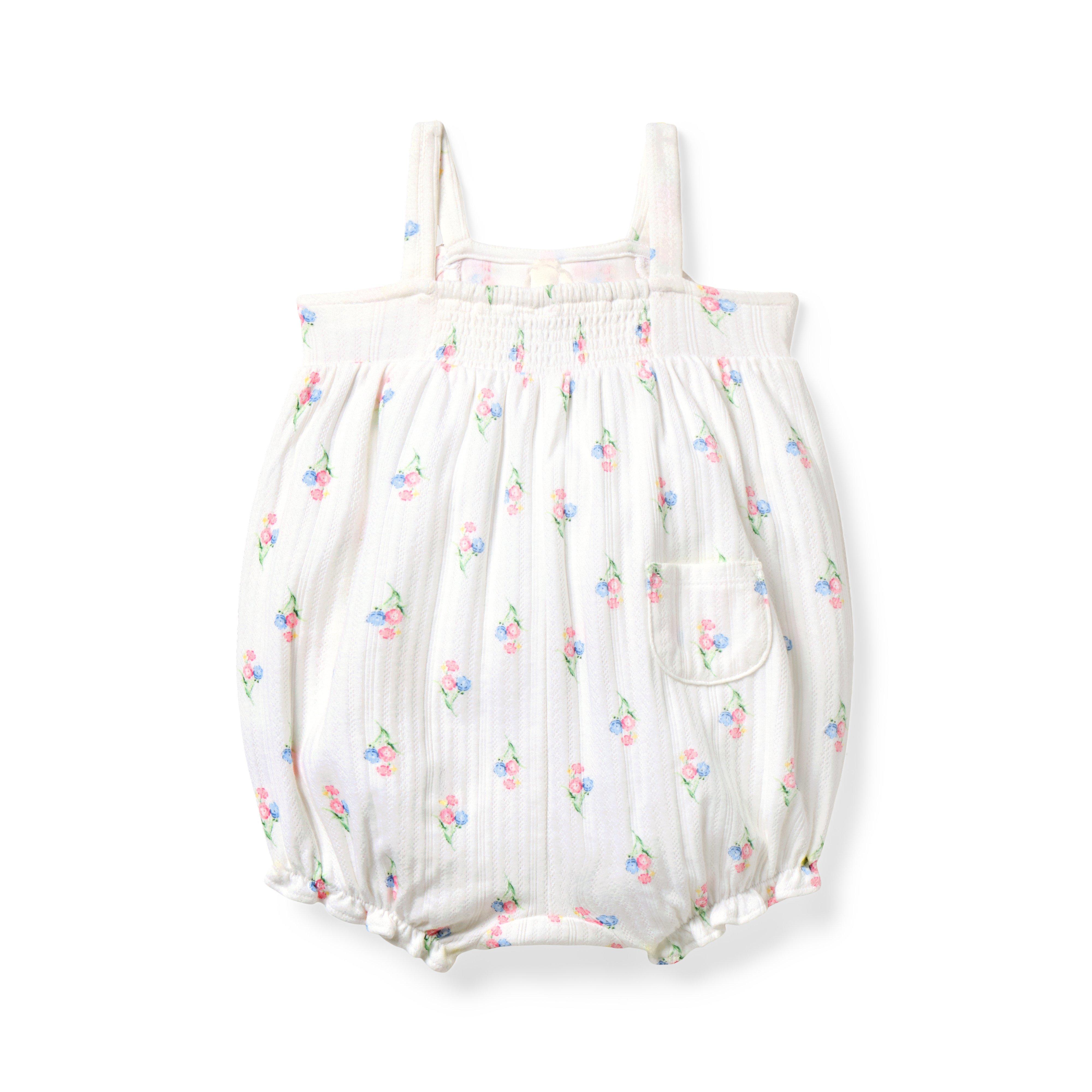 Baby Floral Pointelle Bow Romper image number 2