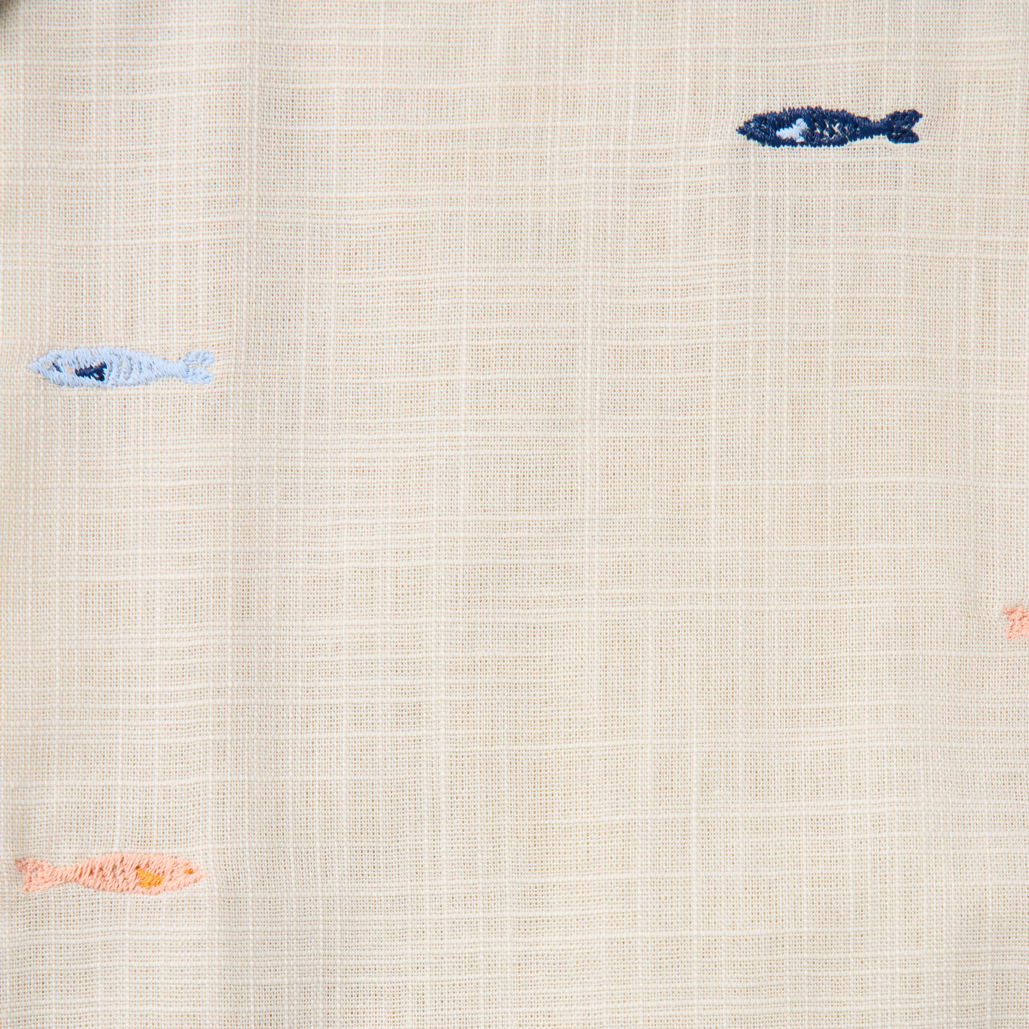 Baby Embroidered Fish Linen-Cotton Overall image number 1