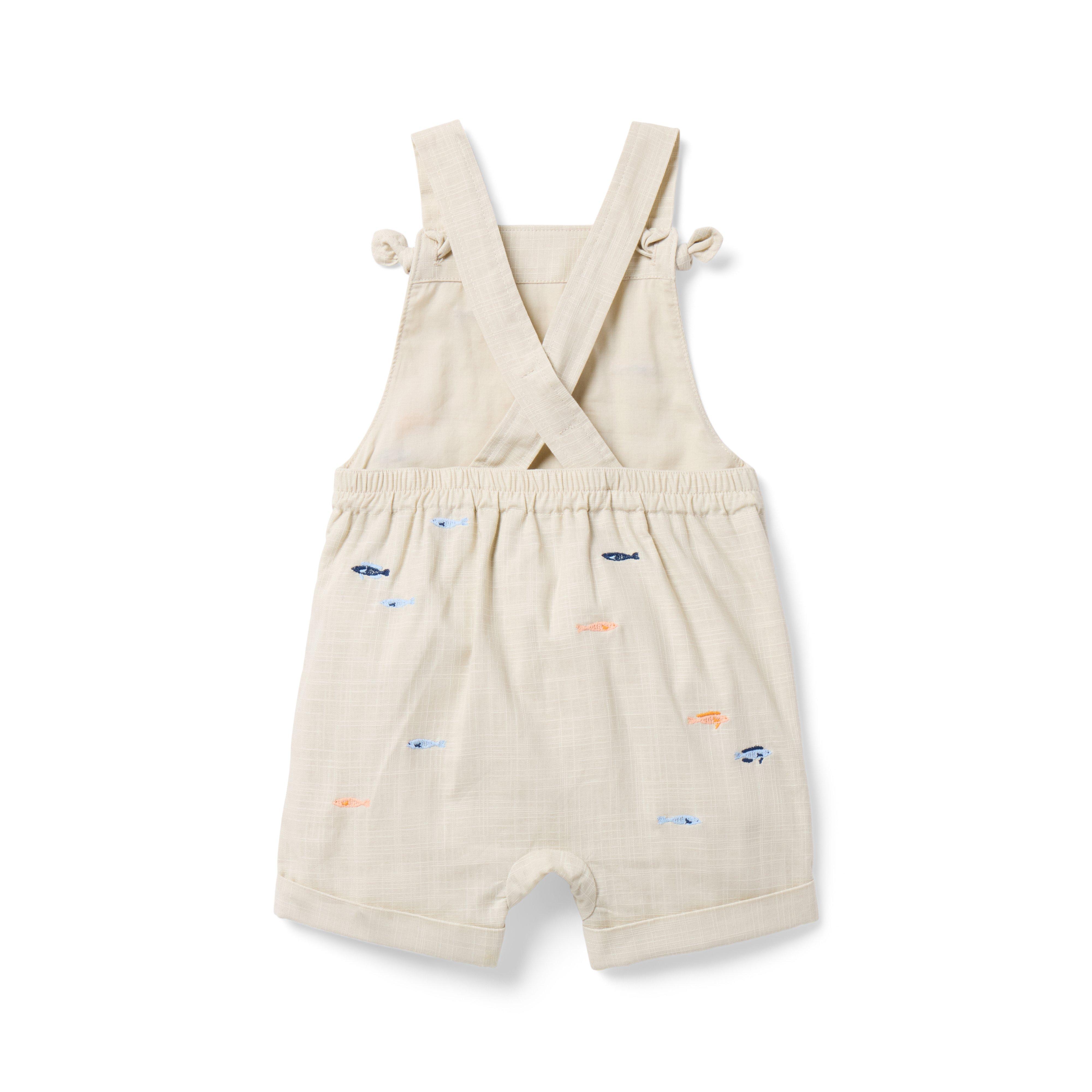 Baby Embroidered Fish Linen-Cotton Overall image number 2
