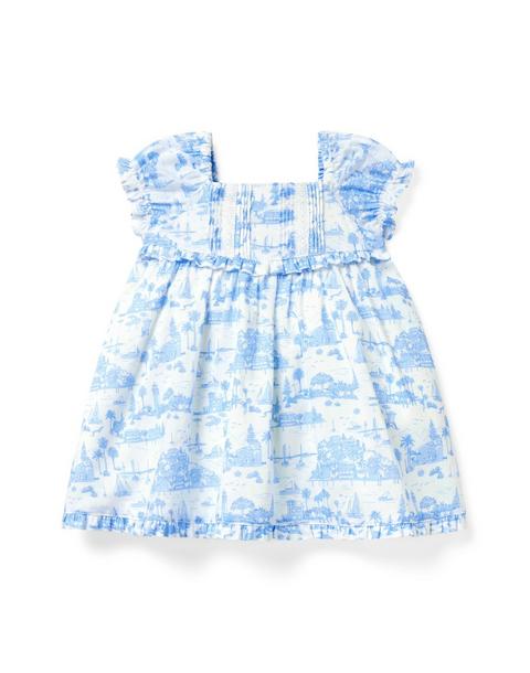 Baby Island Toile Ruffle Dress