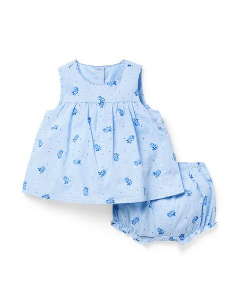 Baby Floral Eyelet Matching Set