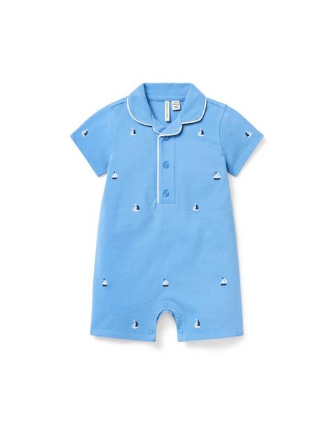 Baby Embroidered Sailboat Romper