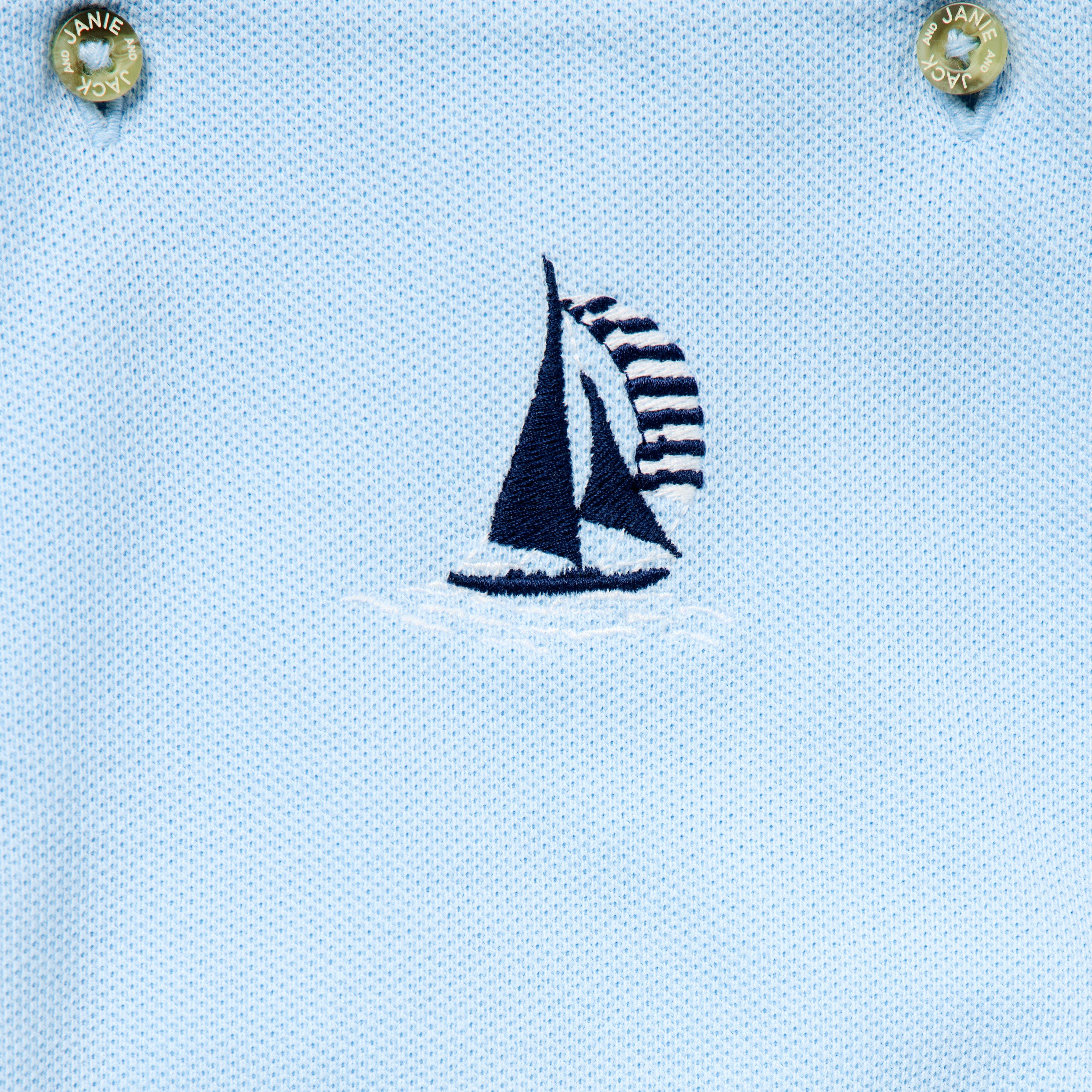 Baby Embroidered Sailboat Overall image number 1