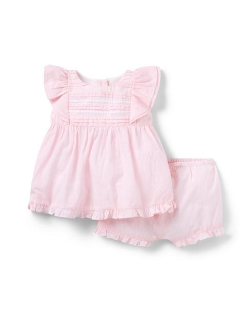 Baby Striped Pintuck Matching Set