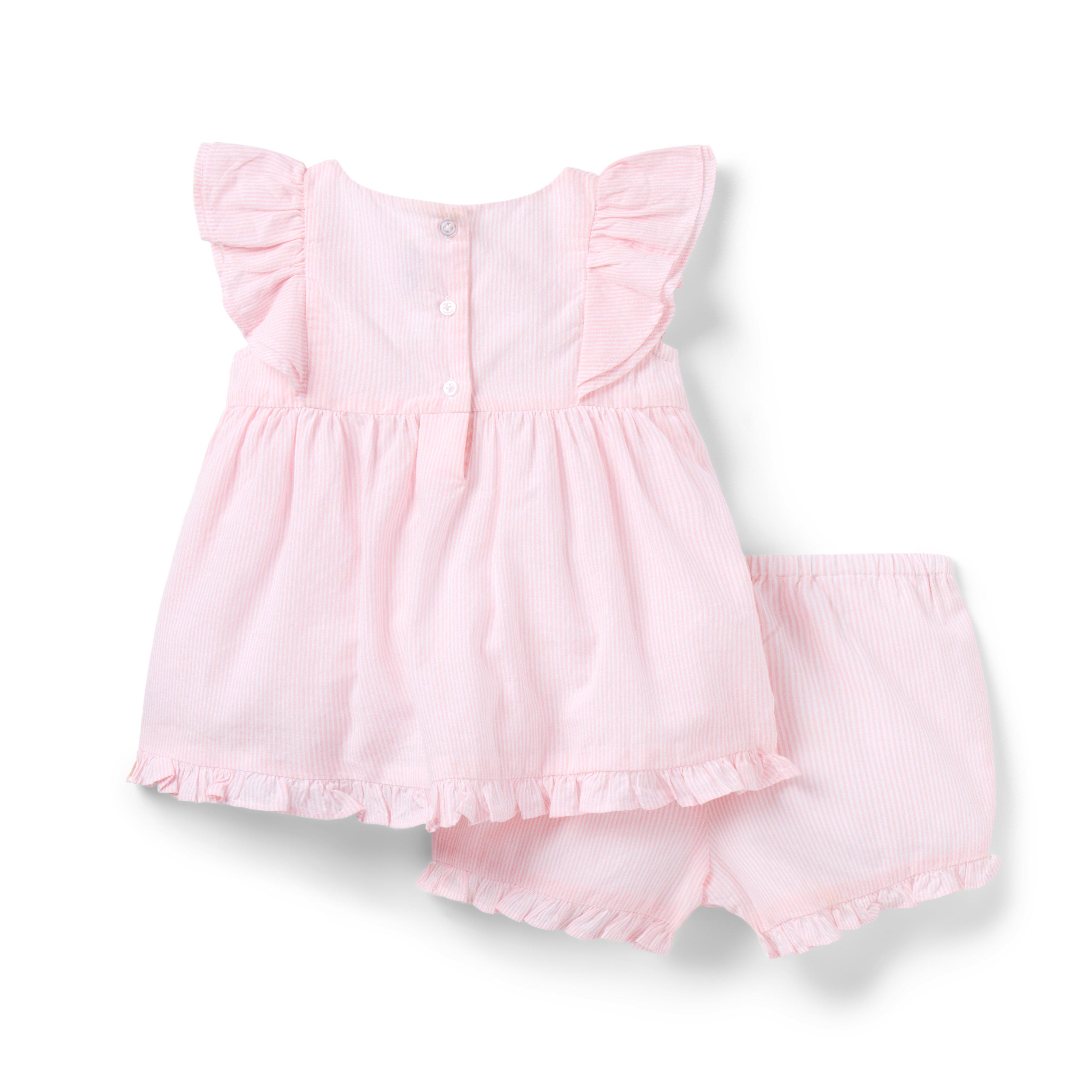 Baby Striped Pintuck Matching Set image number 2