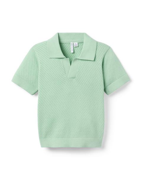 Relaxed Collar Textured Knit Polo