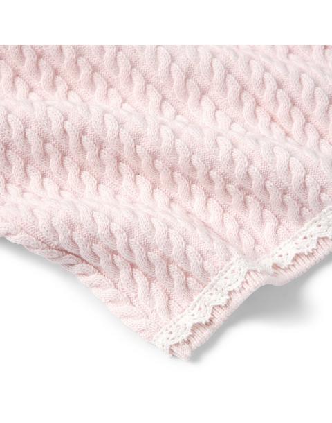 Baby Lace Trim Cable Knit Cardigan