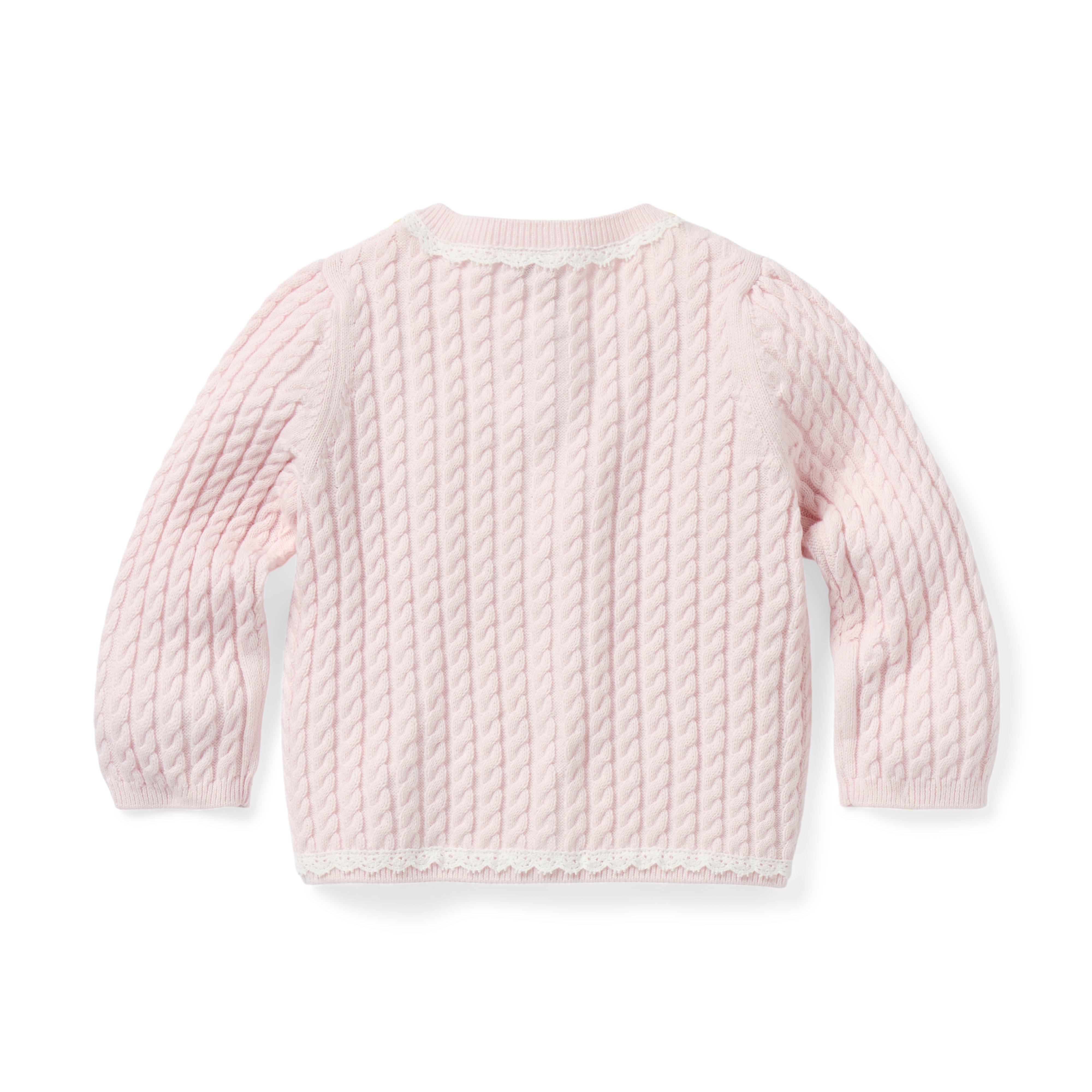 Baby Lace Trim Cable Knit Cardigan image number 2