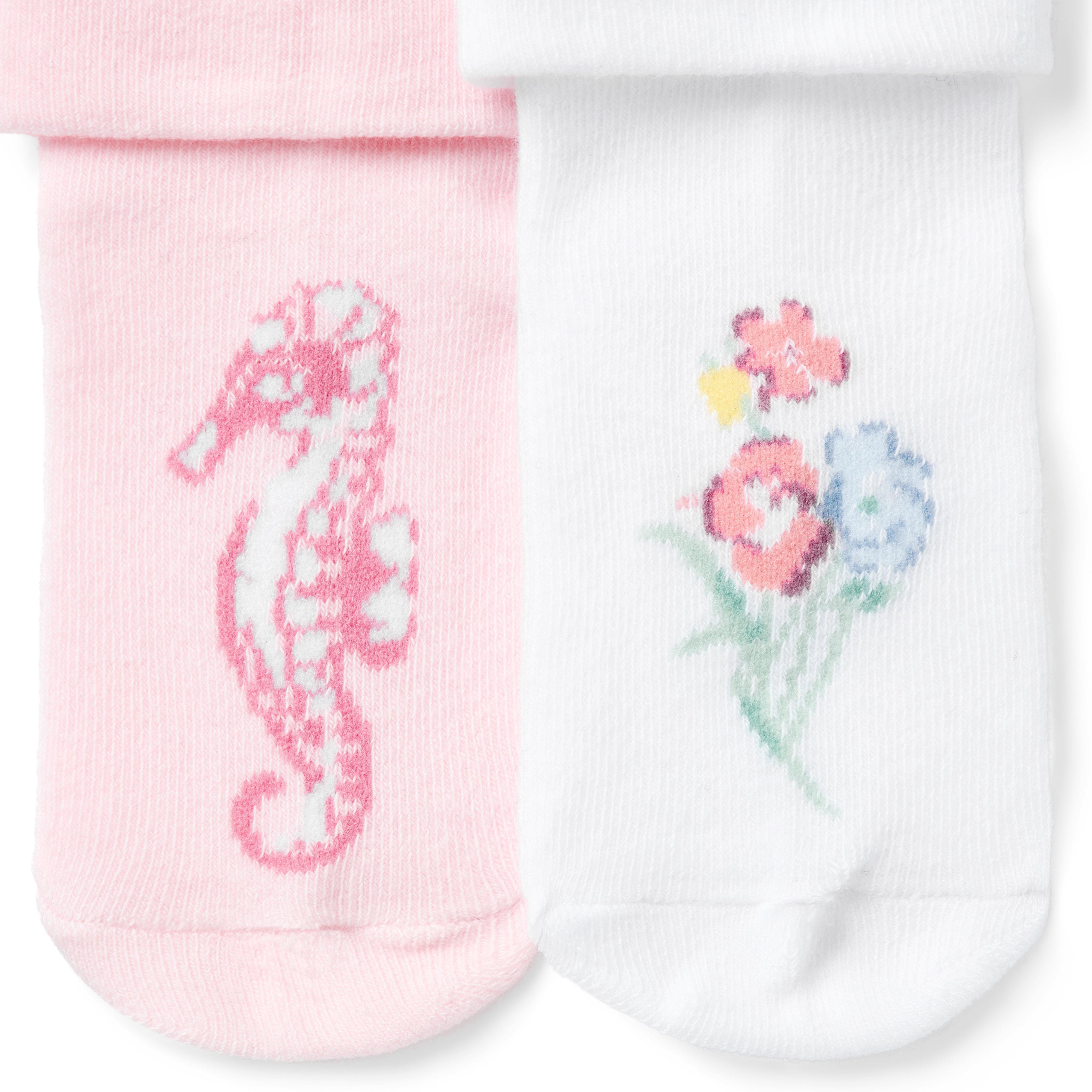 Baby Seahorse And Floral Sock 2-Pack image number 1