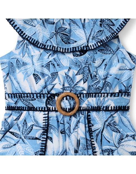 Tropical Leaf Belted Romper