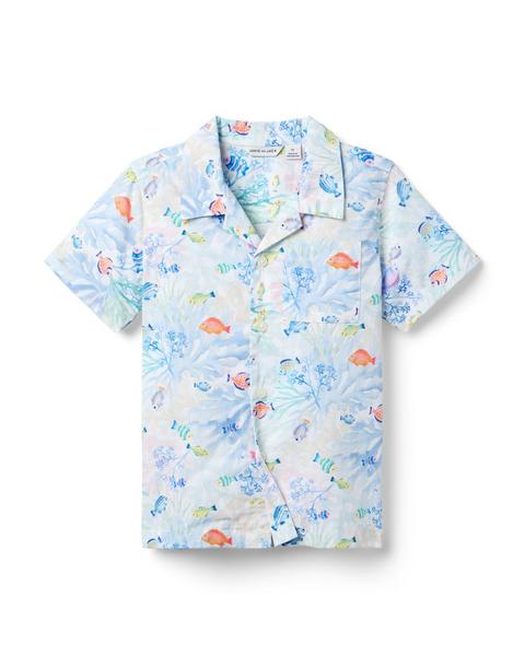 The Coral Reef Cabana Shirt - White Coral Reef
