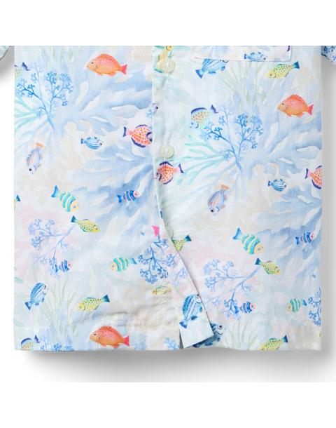The Coral Reef Cabana Shirt - White Coral Reef