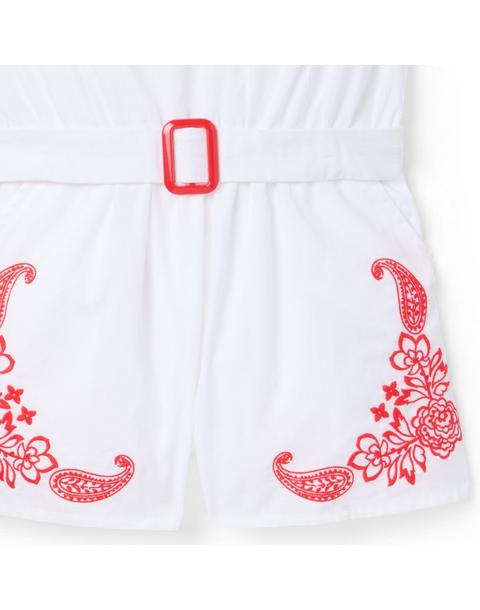 Embroidered Paisley Romper