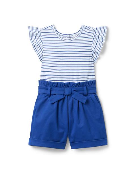 Striped Paperbag Waist Romper