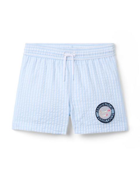 Seersucker Striped Swim Trunk