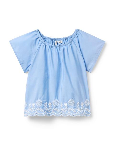 Embroidered Floral Hem Top