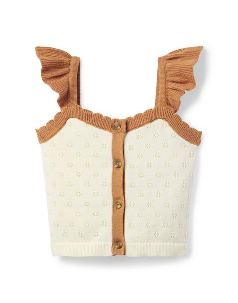 Pointelle Scalloped Sweater Top