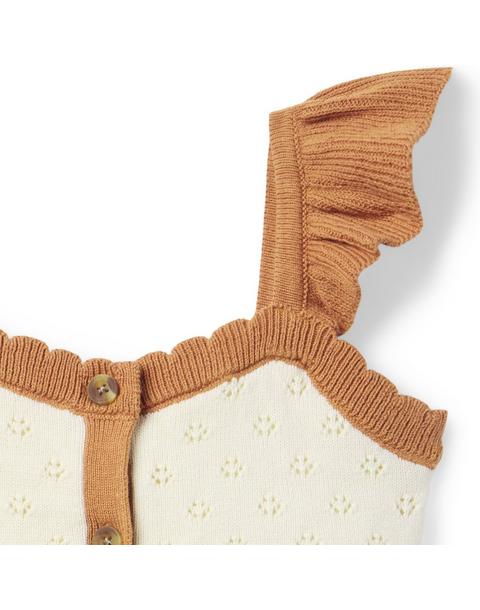 Pointelle Scalloped Sweater Top