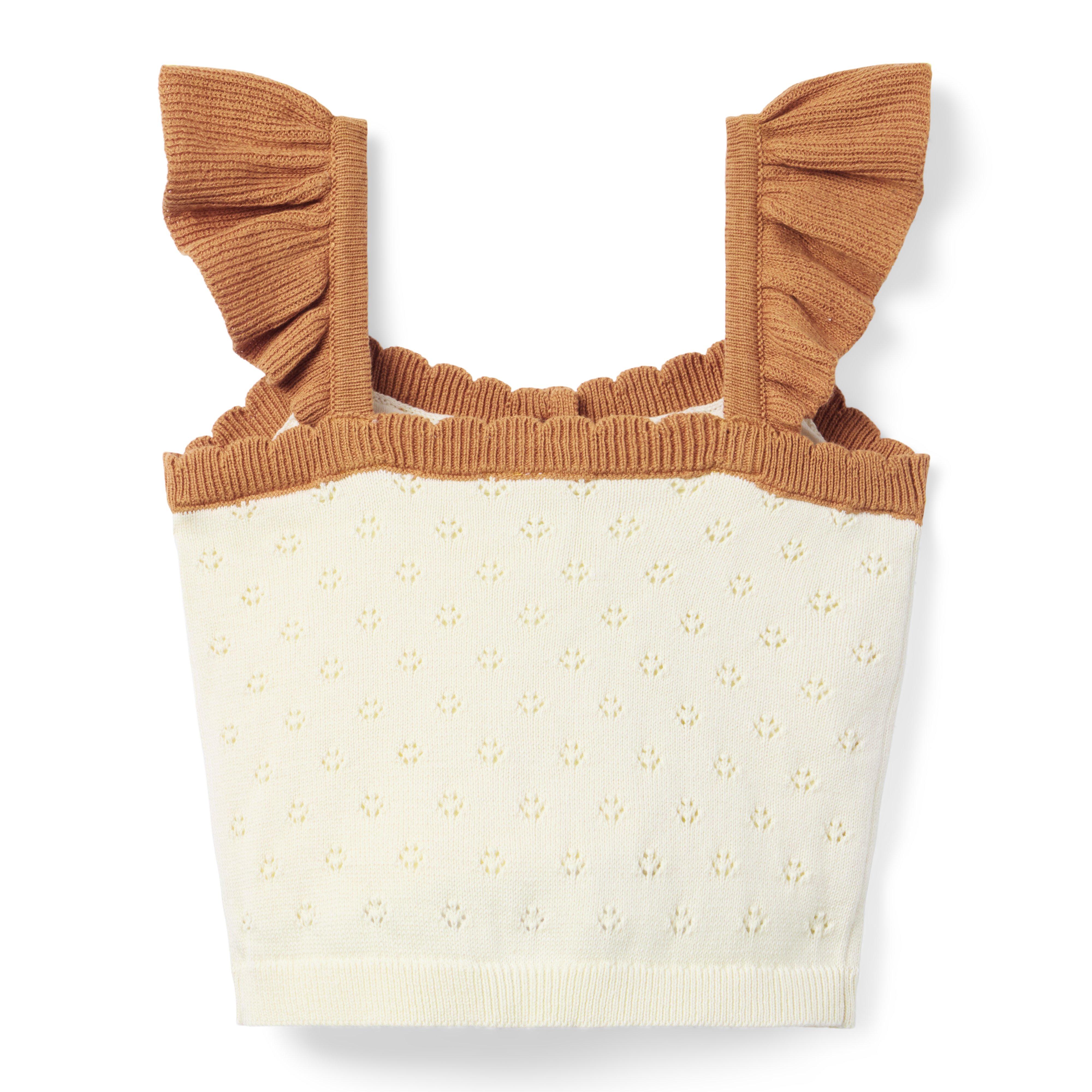 Pointelle Scalloped Sweater Top image number 2