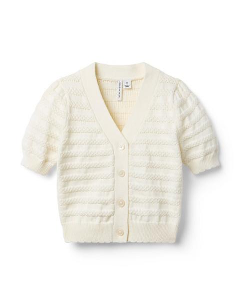 Pointelle Puff Sleeve Cardigan
