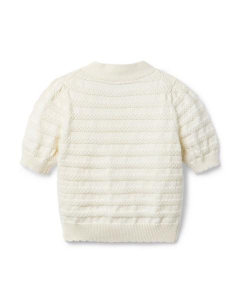 Pointelle Puff Sleeve Cardigan