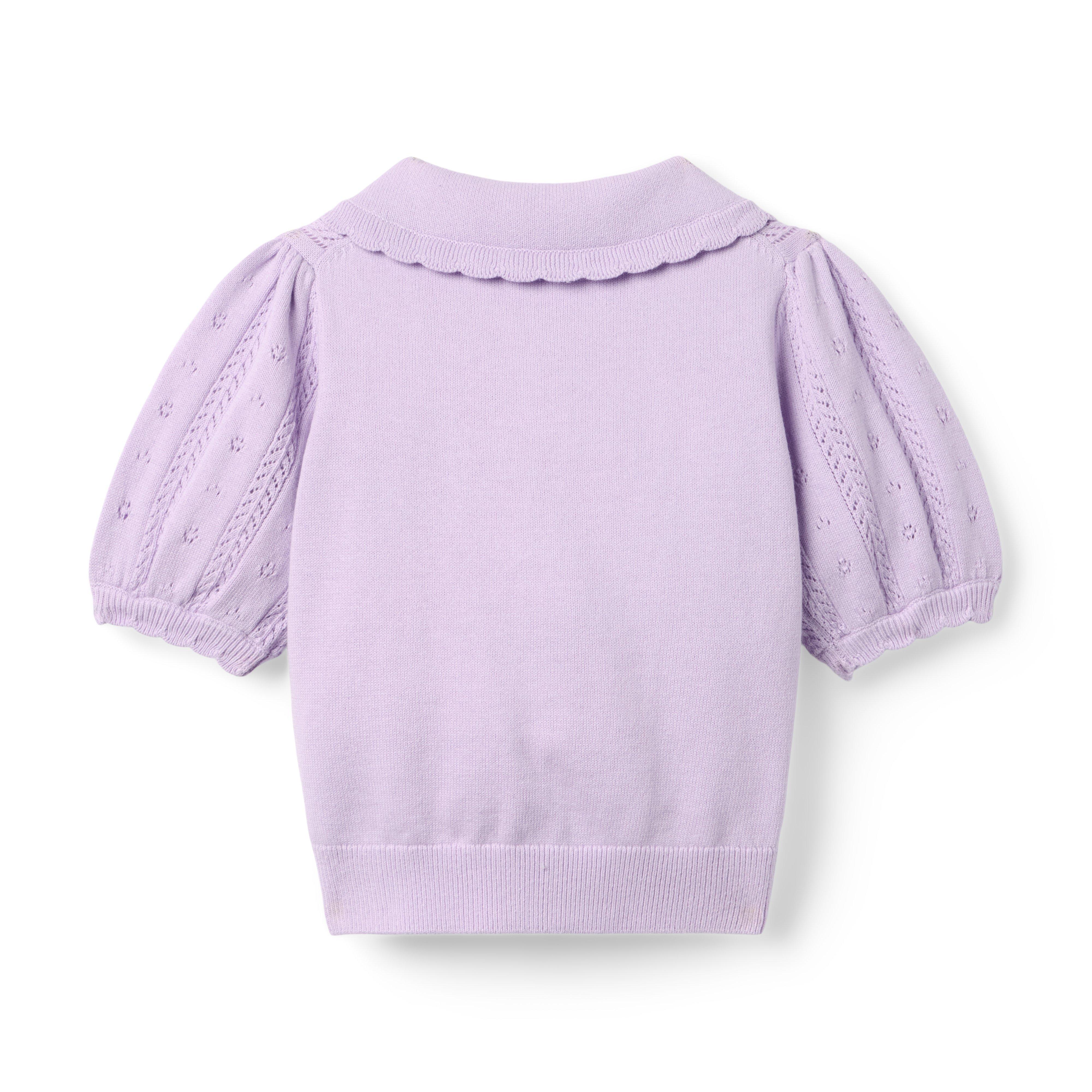 Embroidered Pointelle Sweater Top image number 2