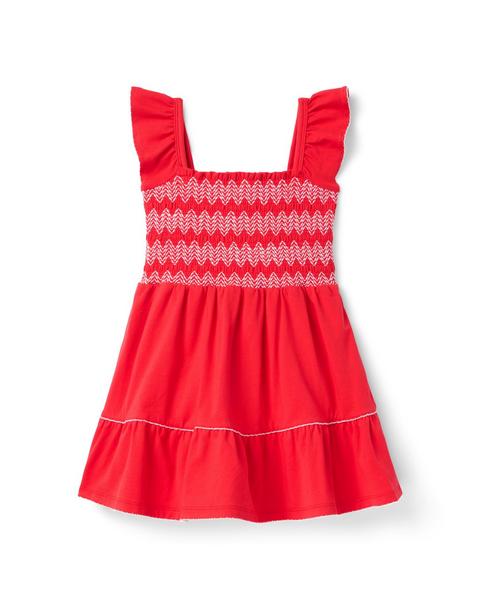 Smocked Flutter Sleeve Dress