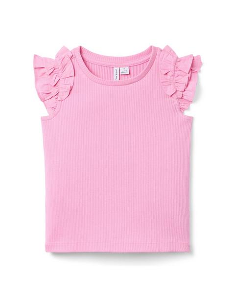 Ribbed Ruffle Sleeve Top