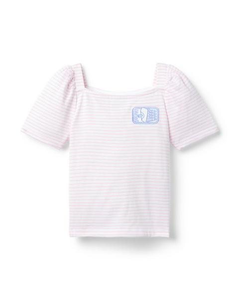 Embroidered Striped Top