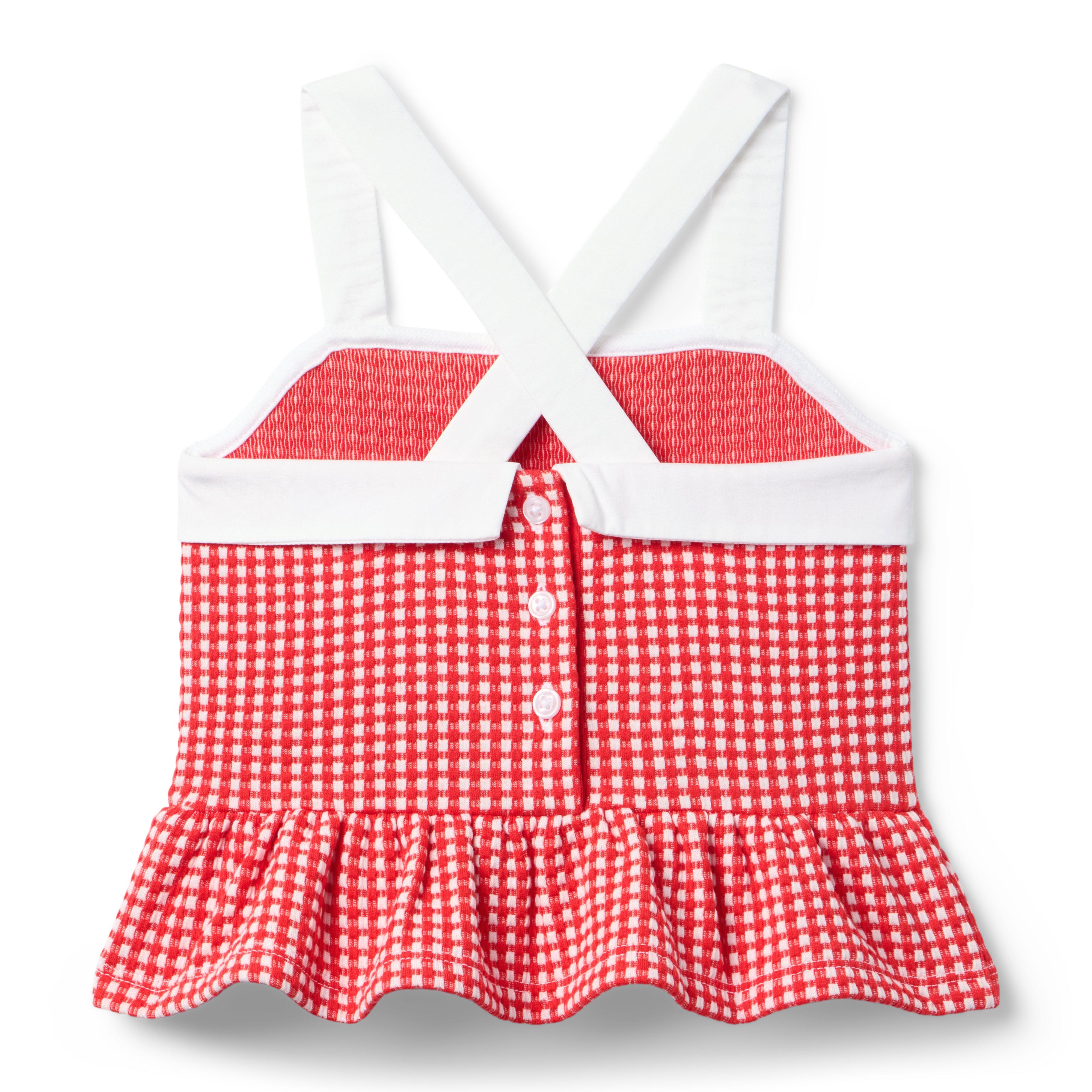 Gingham Jacquard Peplum Top image number 2