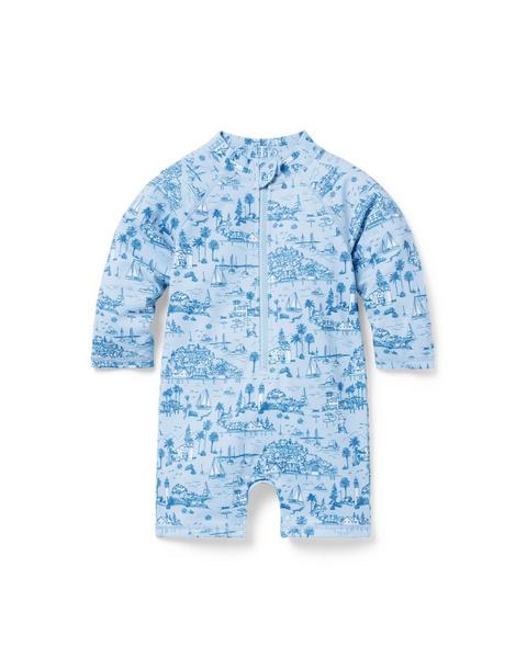 Baby Island Toile Rash Guard Swimsuit
